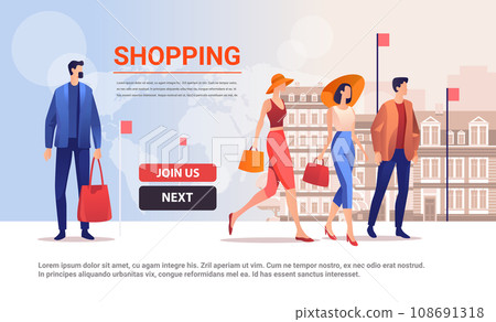 people in fashion clothes holding shopping bags and walking outdoor season big sale special offer promotion discount people in fashion clothes holding shopping bags and walking outdoor season big sale special offer promotion discount 108691318