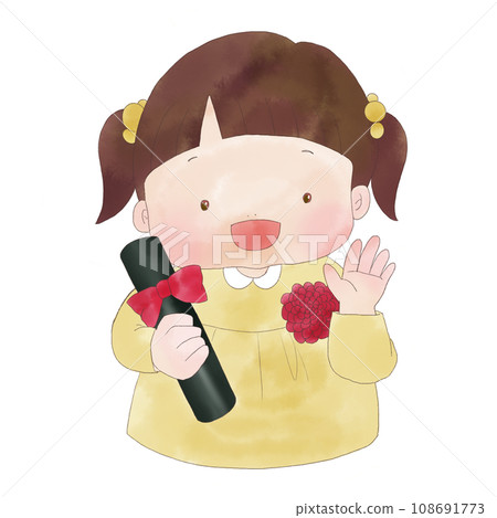 Girl holding a graduation certificate tube Girl holding a graduation certificate tube 108691773