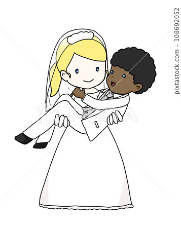 一對夫婦擁抱公主的插圖（白人婦女擁抱黑人） 108692052