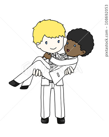 一對夫婦抱著公主的插圖(白人抱著黑人) 一對夫婦抱著公主的插圖(白人抱著黑人) 108692053