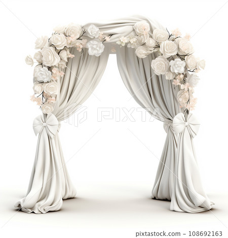 Wedding gorgeous flower arch white background AI image 108692163