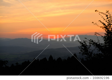 Tohoku, Hiraizumi, World Heritage Site Hiraizumi, epilogue image of the trip, sunset view from Mt. Daimonji, Hiraizumi Town, Iwate Prefecture (2) 108692196