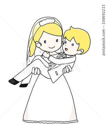 一對夫婦擁抱公主的插圖(白人婦女擁抱白人) 一對夫婦擁抱公主的插圖(白人婦女擁抱白人) 108692215