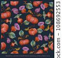 003 Seamless pattern hand drawn fantasy plant fruit art 108692553