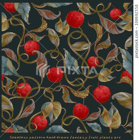 007 Seamless pattern hand drawn fantasy plant fruit art 007 Seamless pattern hand drawn fantasy plant fruit art 108692558