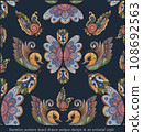 019 Seamless pattern hand drawn unique design in an oriental style 108692563