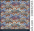 021 Seamless pattern hand drawn unique design in an oriental style 108692565