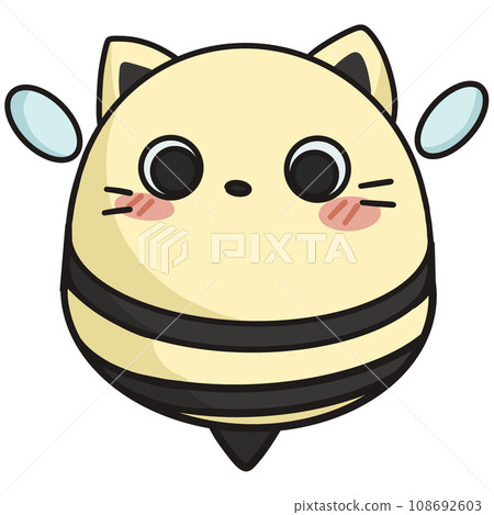 Cute yellow bee cat with big eyes Cute yellow bee cat with big eyes 108692603