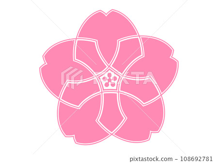 Cherry blossom icon Pink kaleidoscope-like gorgeous cherry blossom petal illustration mark material 108692781