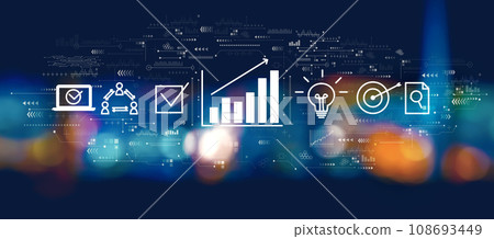 Marketing concept with blurred city at night Marketing concept with blurred city at night 108693449