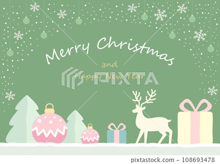 馴鹿聖誕卡,綠色背景 馴鹿聖誕卡,綠色背景 108693478