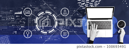 Business growth analysis with person using a laptop 108693491