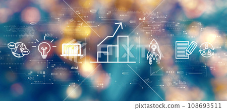 Business growth analysis with blurred city at night 108693511