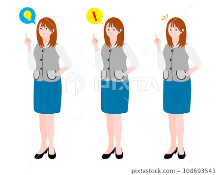 Illustration set of an office lady who came up with a good idea Illustration set of an office lady who came up with a good idea 108693541