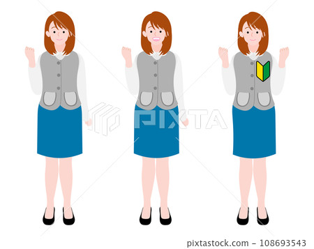 Illustration set of office ladies doing fist pumps Illustration set of office ladies doing fist pumps 108693543