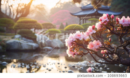 Flowers and Japanese gardens, Japanese temple scenery, AI-generated images Flowers and Japanese gardens, Japanese temple scenery, AI-generated images 108693663