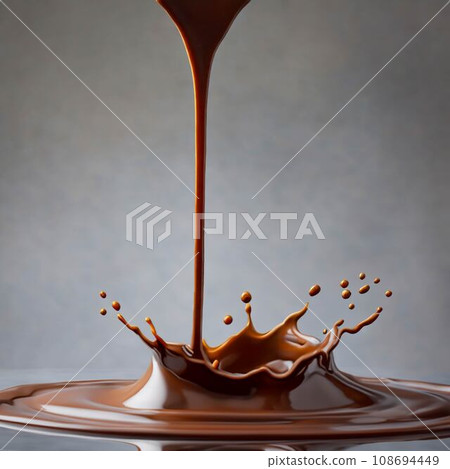 3DCG AI-generated image of chocolate dripping from above 108694449
