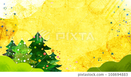 可愛的聖誕框架背景材料黃色 108694883