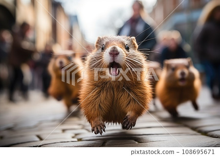 Animals wildlife in the urban city. Generative AI Animals wildlife in the urban city. Generative AI 108695671