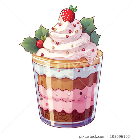 Sweet dessert Ice cream parfait green and red color for Christmas festival 108696103