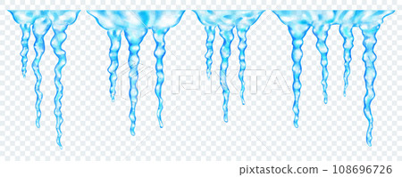 Groups of translucent icicles 108696726