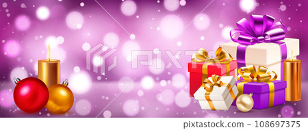 Gift boxes, candles and balls Gift boxes, candles and balls 108697375