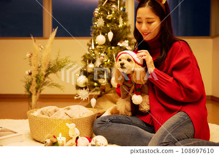 與寵物狗一起過聖誕節 108697610