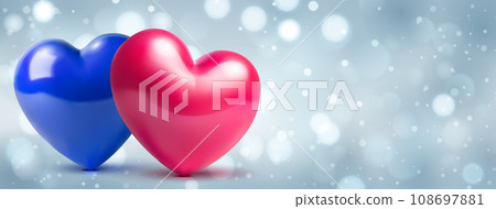 Valentine's day illustration with big hearts Valentine's day illustration with big hearts 108697881