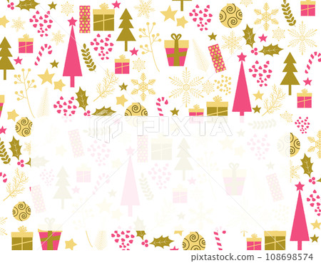 Christmas card 2 designed with Christmas ornaments and snowflakes Christmas card 2 designed with Christmas ornaments and snowflakes 108698574
