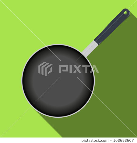 Frying pan top view, icon with long shadow. Vector illustration. Frying pan top view, icon with long shadow. Vector illustration. 108698607