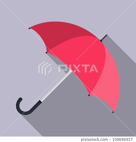 Opened umbrella with long shadow, closeup, flat design. Vector illustration. 108698857