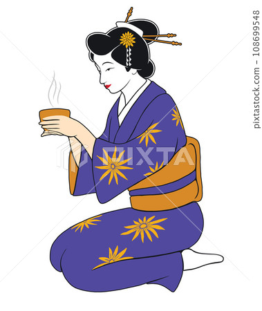 Asian woman with a cup of tea 108699548