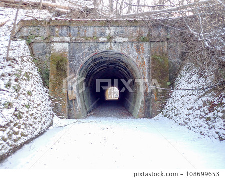 廢棄的鐵路長廊隧道（雪） 108699653