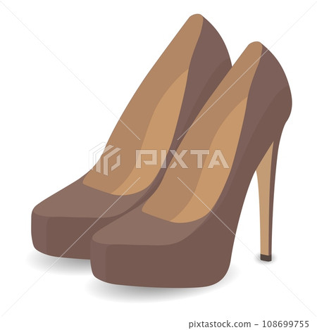 Pair of high-heeled fashion shoes, vector illustration. 108699755