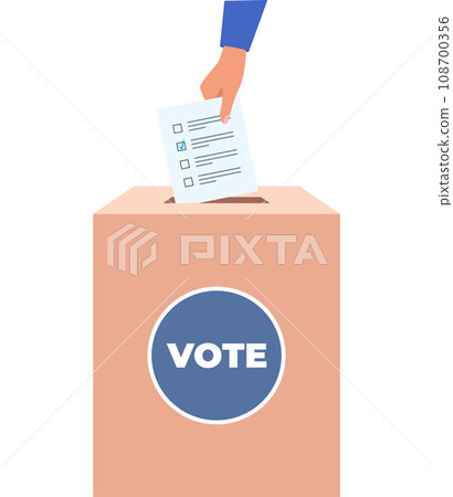 Puts voting ballot in ballot box. Voting and election concept. Vector illustration. 108700356