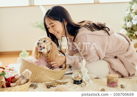 Christmas with a pet dog 108700689