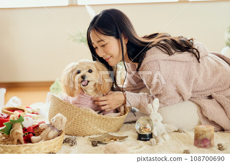 Christmas with a pet dog Christmas with a pet dog 108700690