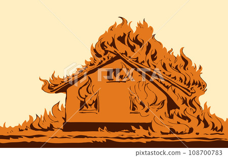 Burning house. Vector drawing sketch 108700783