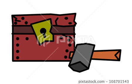 存放金、銀和財寶的受損堅固寶箱的插圖 存放金、銀和財寶的受損堅固寶箱的插圖 108701543