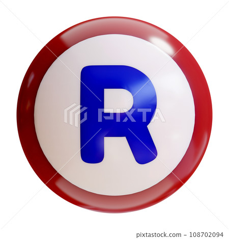 Alphabet R written on bingo ball Alphabet R written on bingo ball 108702094