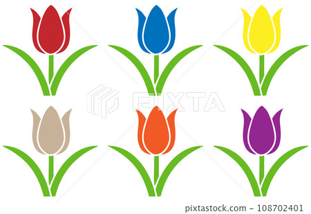 Tulip icon 6 color set 108702401