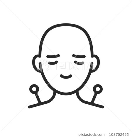 Acupuncture Headache Help Icon. Vector Outline Editable Isolated Image Representing Traditional Chinese Medicine for Migraine Relief. 108702435