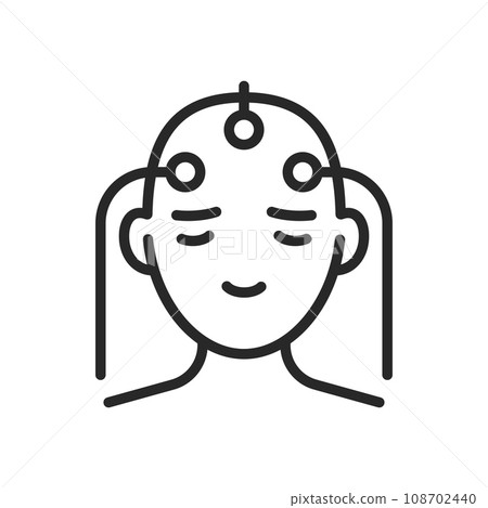 Biofeedback Headache Help Icon. Vector Isolated Linear Editable Sign of Physiological Activity, Therapeutic Technique for Migraine Management and Relaxation. 108702440