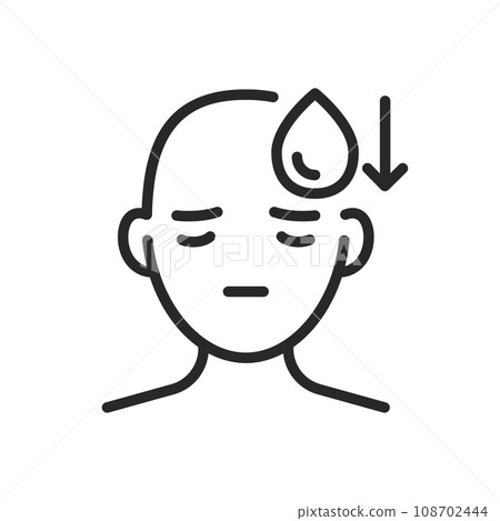 Dehydration Headache Reason Icon. Vector Editable Isolated Sign Illustrating the Common Causes of Head Pain Due to Lack of Water Intake. Dehydration Headache Reason Icon. Vector Editable Isolated Sign Illustrating the Common Causes of Head Pain Due to Lack of Water Intake. 108702444