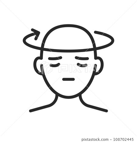Dizziness Icon. Vector Outline Editable Isolated Symbol for Medical and Health Use Indicating Vertigo and Balance Issues. 108702445