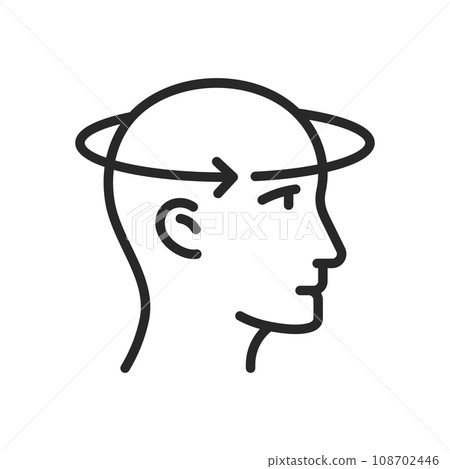 Dizziness Side View Icon. Vector Outline Editable Isolated Image Depicting Vertigo Symptoms and Balance Disorders in Profile. Dizziness Side View Icon. Vector Outline Editable Isolated Image Depicting Vertigo Symptoms and Balance Disorders in Profile. 108702446