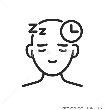 Good Sleep Headache Remedy Icon. Vector Outline Editable Isolated Sign Promoting Healthy Sleep as a Natural Treatment for Headache Relief. 108702447