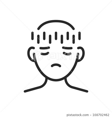 Migraine With Aura Headache Icon. Vector Outline Editable Isolated Sign Illustrating Complex Neurological Visual Symptoms Associated with Headache Disorders Migraine With Aura Headache Icon. Vector Outline Editable Isolated Sign Illustrating Complex Neurological Visual Symptoms Associated with Headache Disorders 108702462