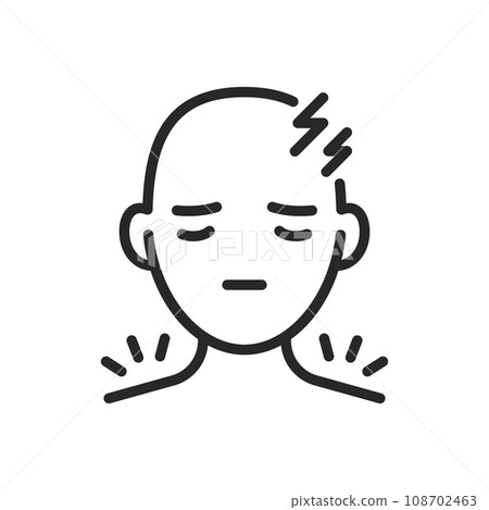 Neck Pain Headache Icon. Vector Illustration of Combined Cervical Discomfort and Head Pain, Editable and Isolated Symbol for Medical Use. 108702463