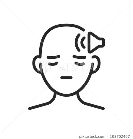 Sensitivity To Sound Icon. Vector Editable Isolated Symbol Depicting the Overwhelming Acoustic Sensitivity Common in Medical and Health Contexts. Sensitivity To Sound Icon. Vector Editable Isolated Symbol Depicting the Overwhelming Acoustic Sensitivity Common in Medical and Health Contexts. 108702467